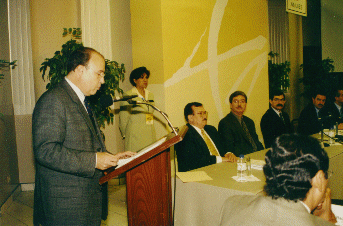 Durante el discurso de Julio Rubio Oca